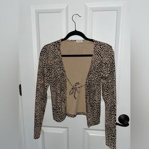 Leopard Print Tie Front Cardigan